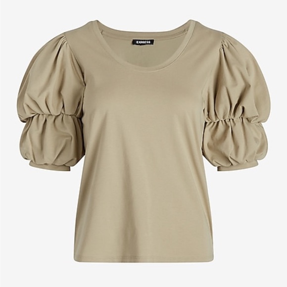 Express Tops - Express Skimming scoop neck puffed sleeve tee sz S NWT. Pale greenish co…